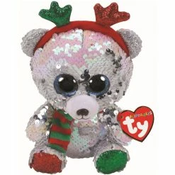 Beanie Boos Ty Beanie Boos Flippables Regular Plush Christmas Mistletoe Bear With Horns